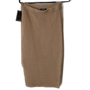NWT Posh Shop/Hera Tan Knit See-Through Midi Skirt